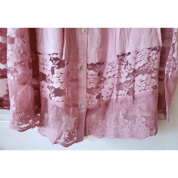 DENIM 24/7 WOMENS SLEEVELESS LACE BLOUSE BUTTON DOWN SHIRT SIZE 24W NWT - Picture 3 of 7